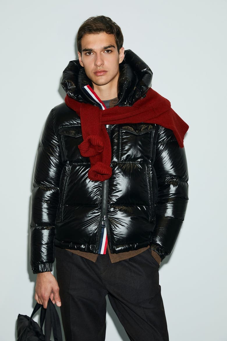 Bren Men's Shiny Goose Down Puffer Jacket, Alternate, color, Black