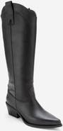 Forever & Always Shoes Ania Leather Block Heel Knee High Boot