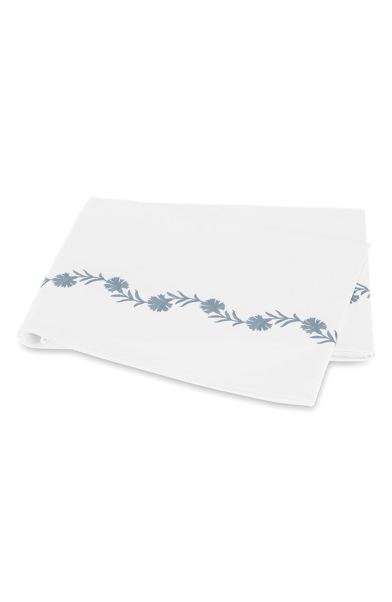 Matouk Daphne 520 Thread Count Flat Sheet, Main, color, Hazy Blue