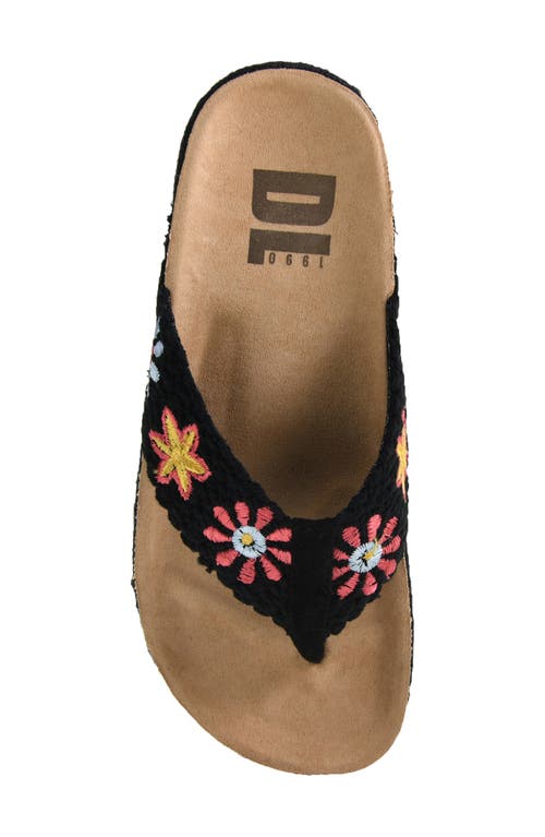 Dirty Laundry Tigerlily Embroidered Platform Flip Flop In Black Multi