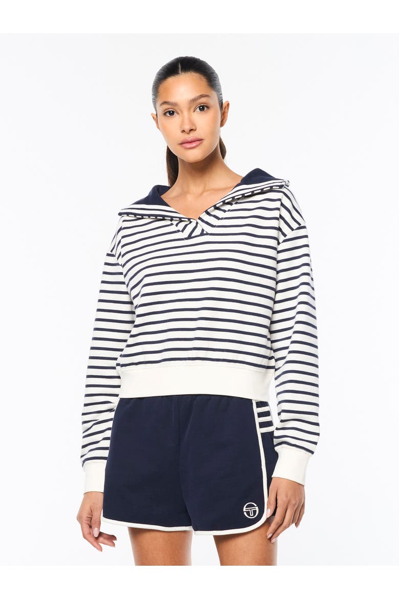 Marina Sailor Collar Sweatshirt, Main, color, GARDENIA
