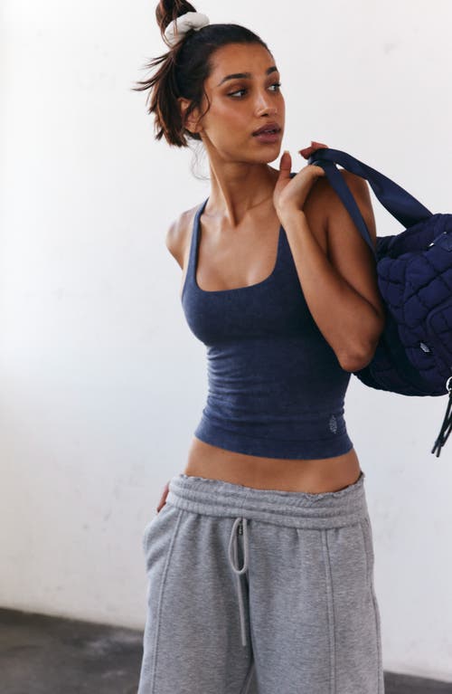 Free People Fp Movement Go To Smooth Square Neck Camisole In Washed Midnight Navy
