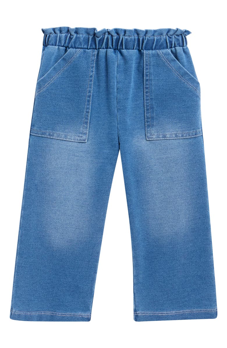 Habitual Kids Paperbag Waist Wide Leg Knit Denim Pants, Main, color, Medium Stone