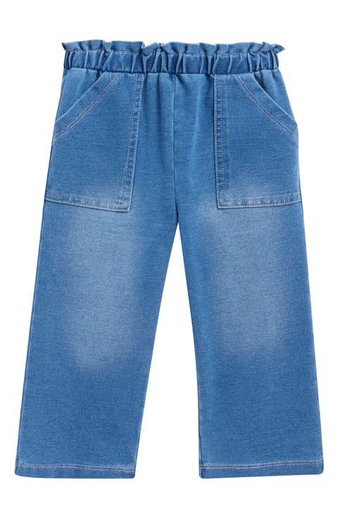 Paperbag Waist Wide Leg Knit Denim Pants (Baby)