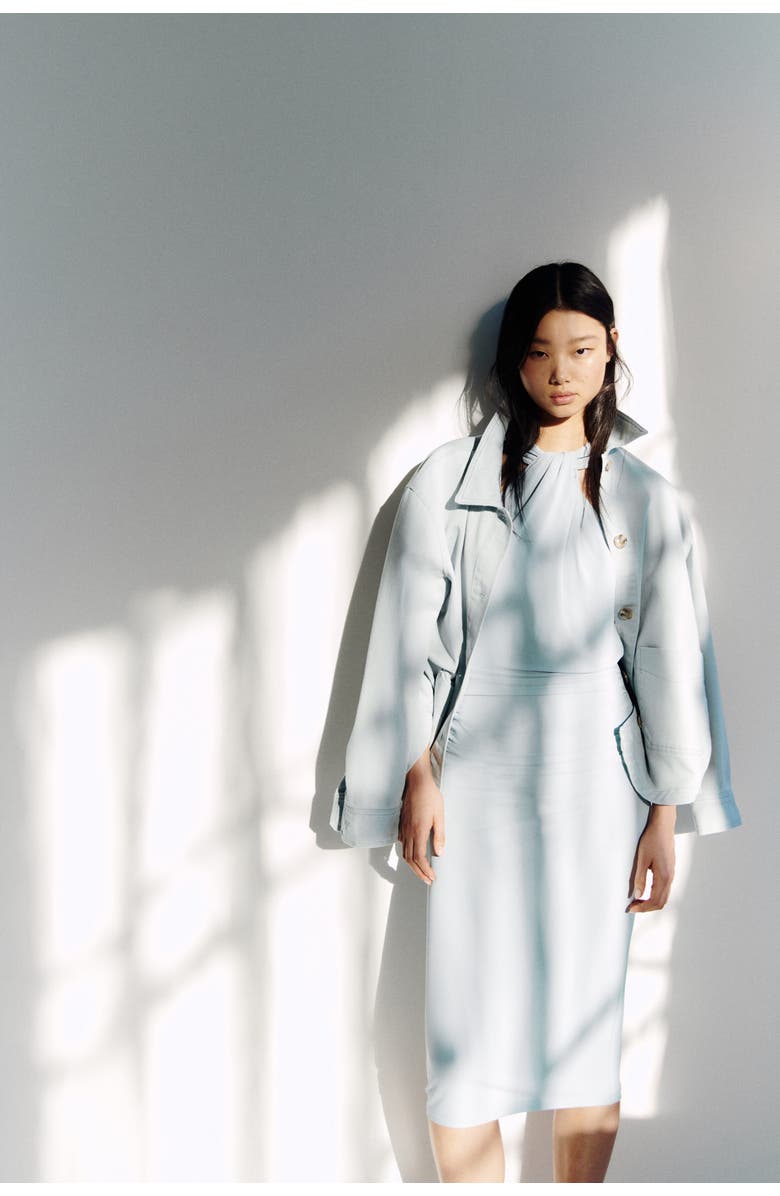 H&M Draped jersey dress, Alternate, color, Light Dusty Turquoise