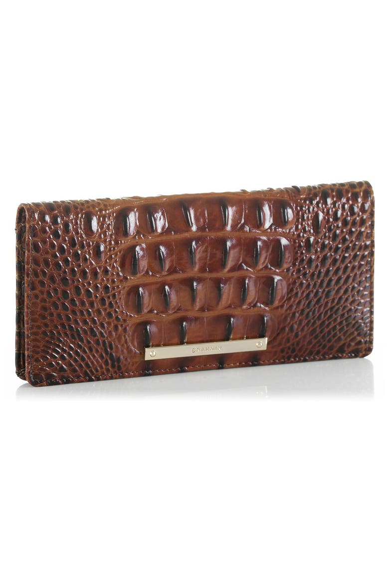 'Ady' Croc Embossed Continental Wallet, Alternate, color, PECAN