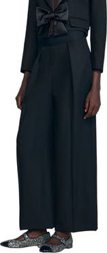 SANDRO Wide-leg elastic waist trousers