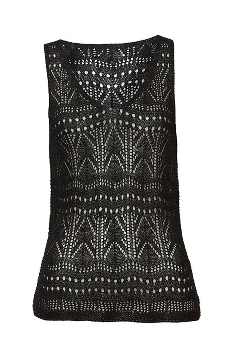 LASCANA Women's Crochet Tank Top, Alternate, color, Black