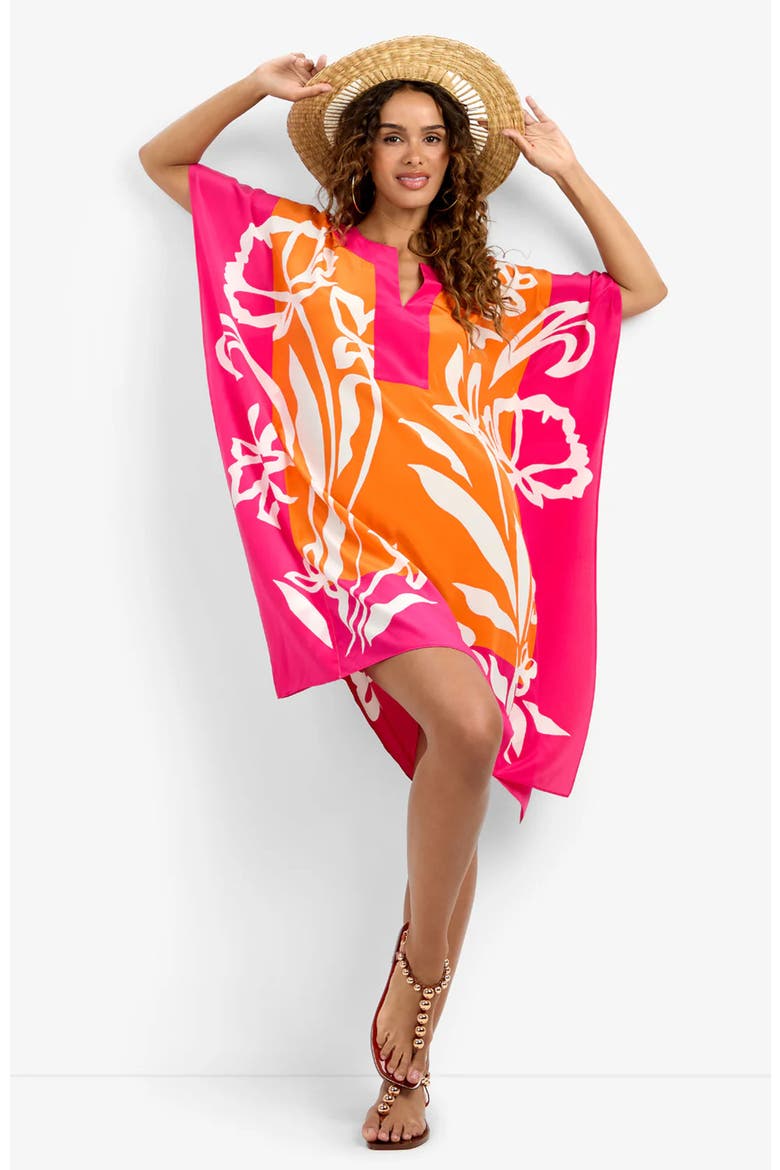 Theodora Caftan Dress, Alternate, color, Daylily