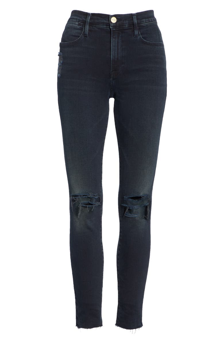 FRAME Le High Distressed Skinny Jeans, Alternate, color,
