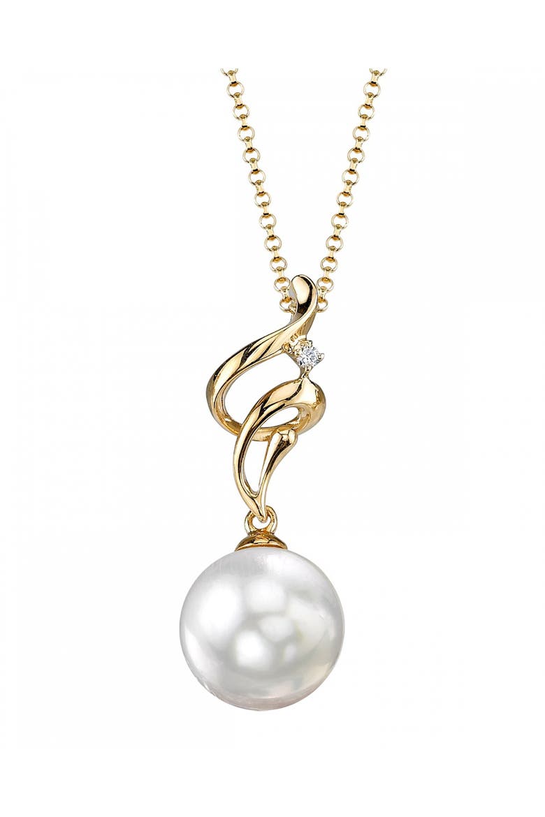 White South Sea Pearl & Diamond Aria Pendant, Main, color, Yellow Gold