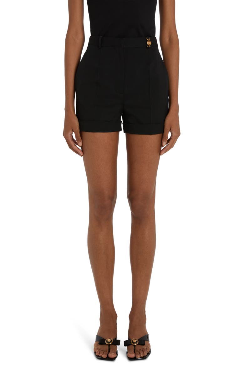 Versace Medusa Stretch Virgin Wool Shorts, Main, color,