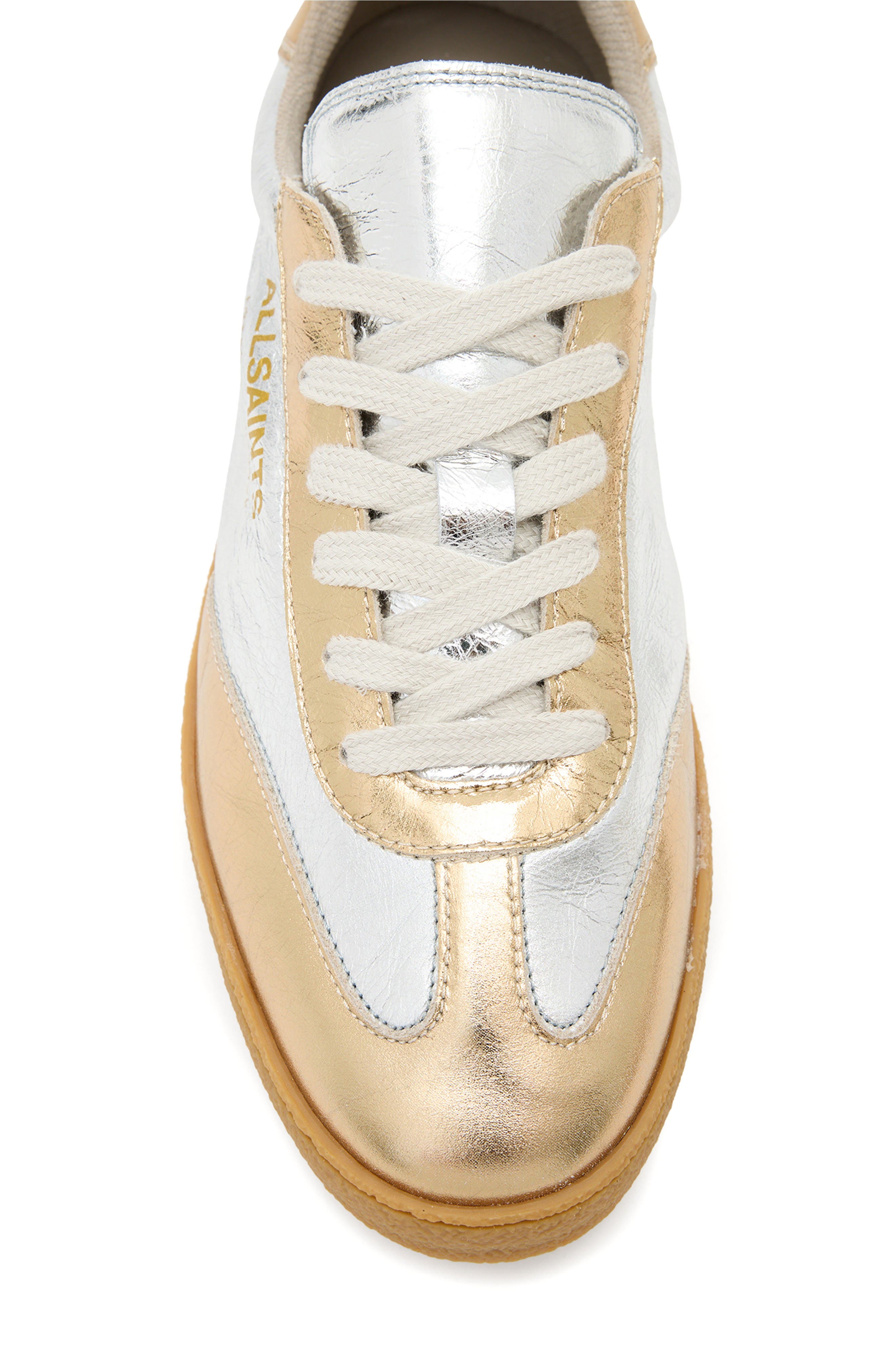 AllSaints Thelma Metallic Sneaker, Alternate, color, Silver/ Gold