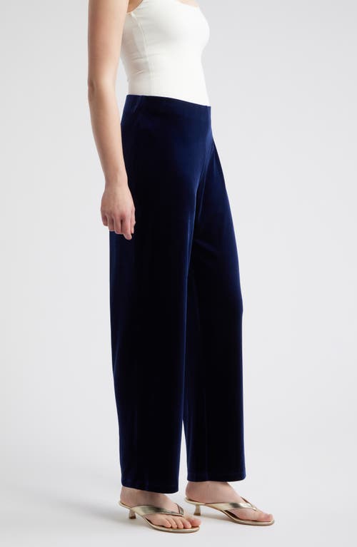 Ak Anne Klein High Waist Pull-on Wide Leg Pants In Blue