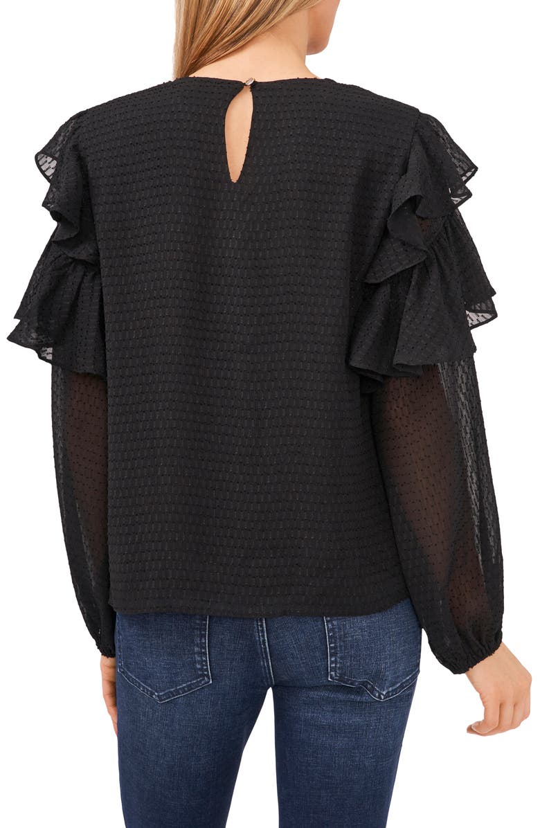 CeCe Ruffle Geo Clip Blouse, Alternate, color, 