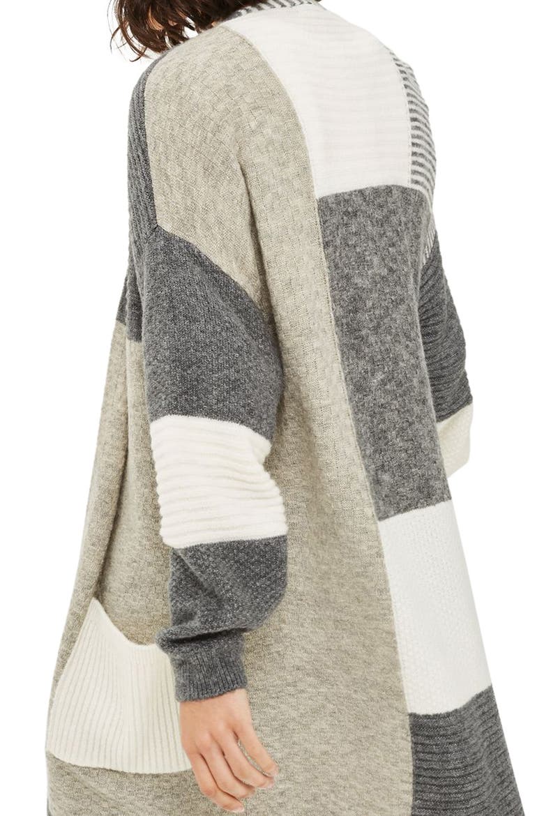 Patchwork Marled Cardigan, Alternate, color, GREY
