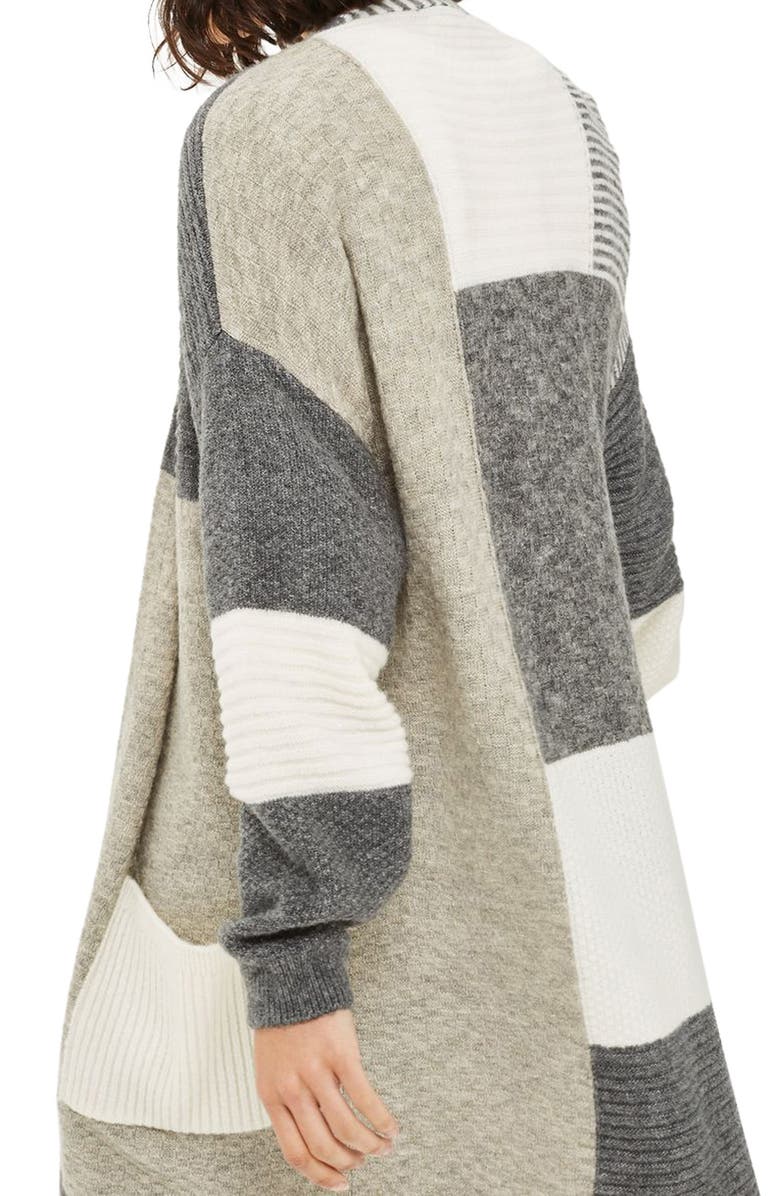 Topshop Patchwork Marled Cardigan, Alternate, color,