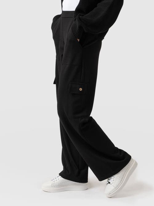 Saint + Sofia Cargo Chelsea Wide Leg Pant In Black