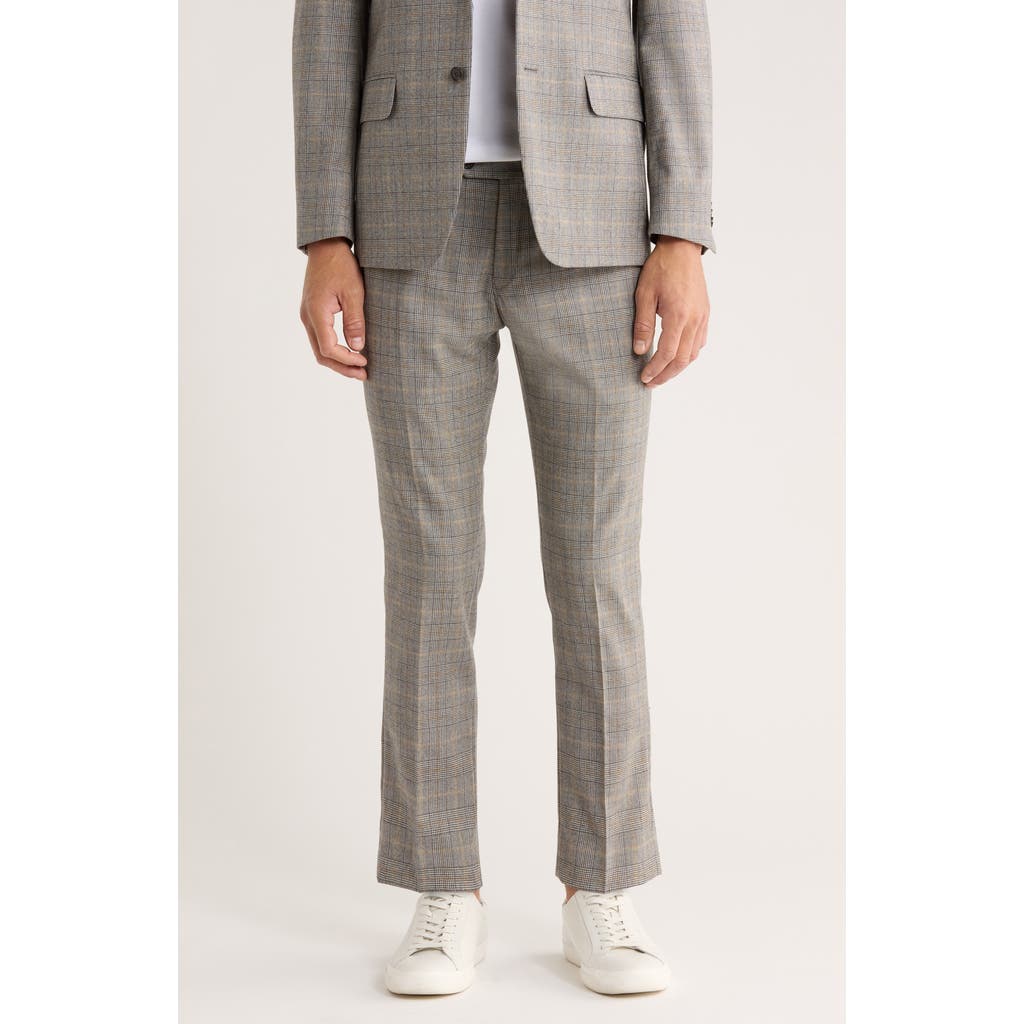 Tommy Hilfiger Plaid Flat Front Wool Pants In Gray