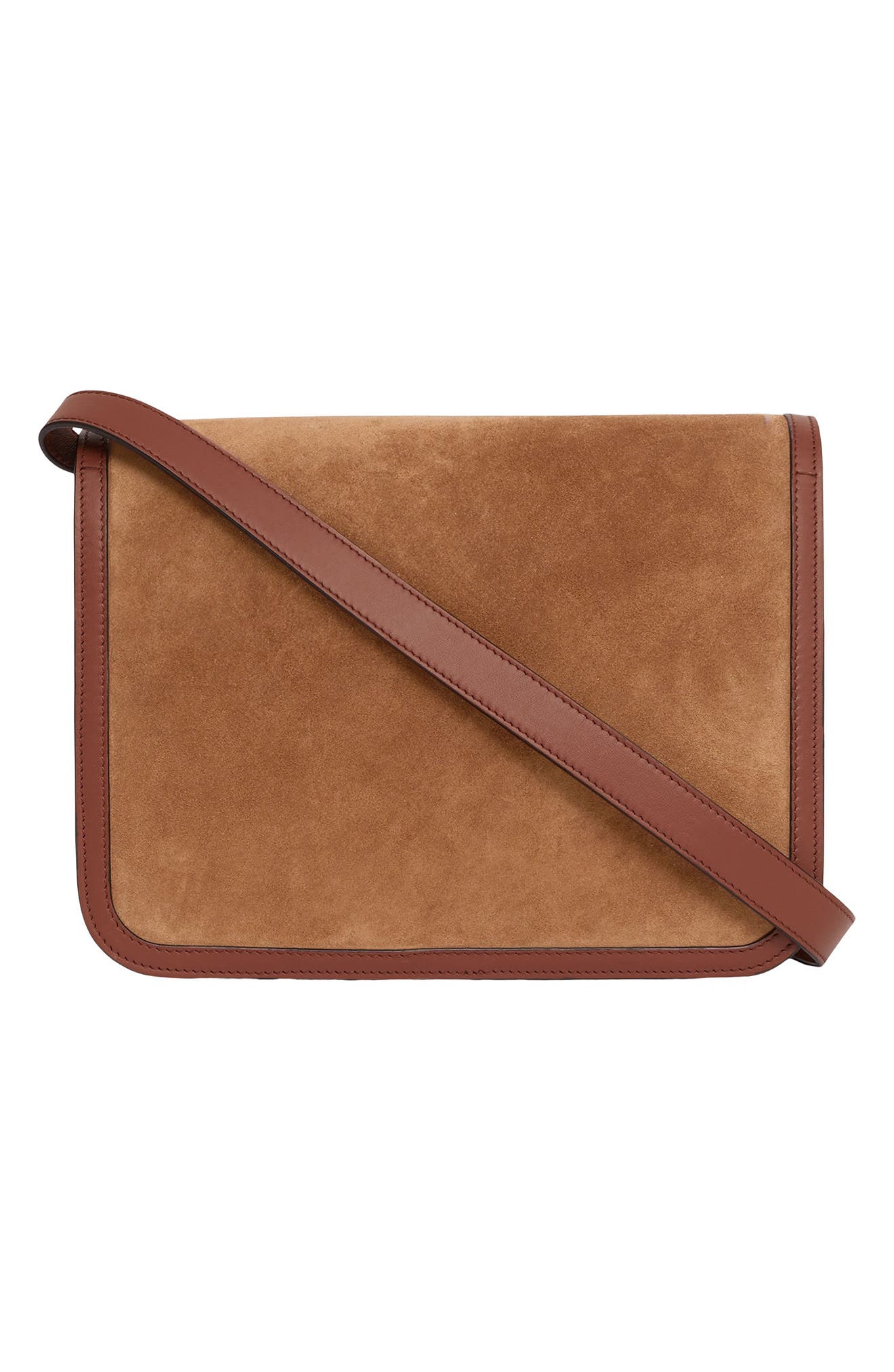 Burberry Medium TB Suede & Leather Shoulder Bag, Alternate, color, 