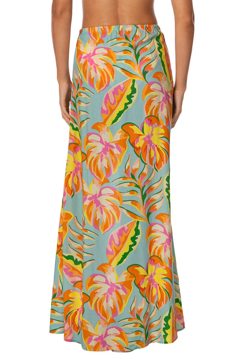 Maaji Fiesta Bloom Cover-Up Maxi Skirt, Alternate, color, Aquamarine