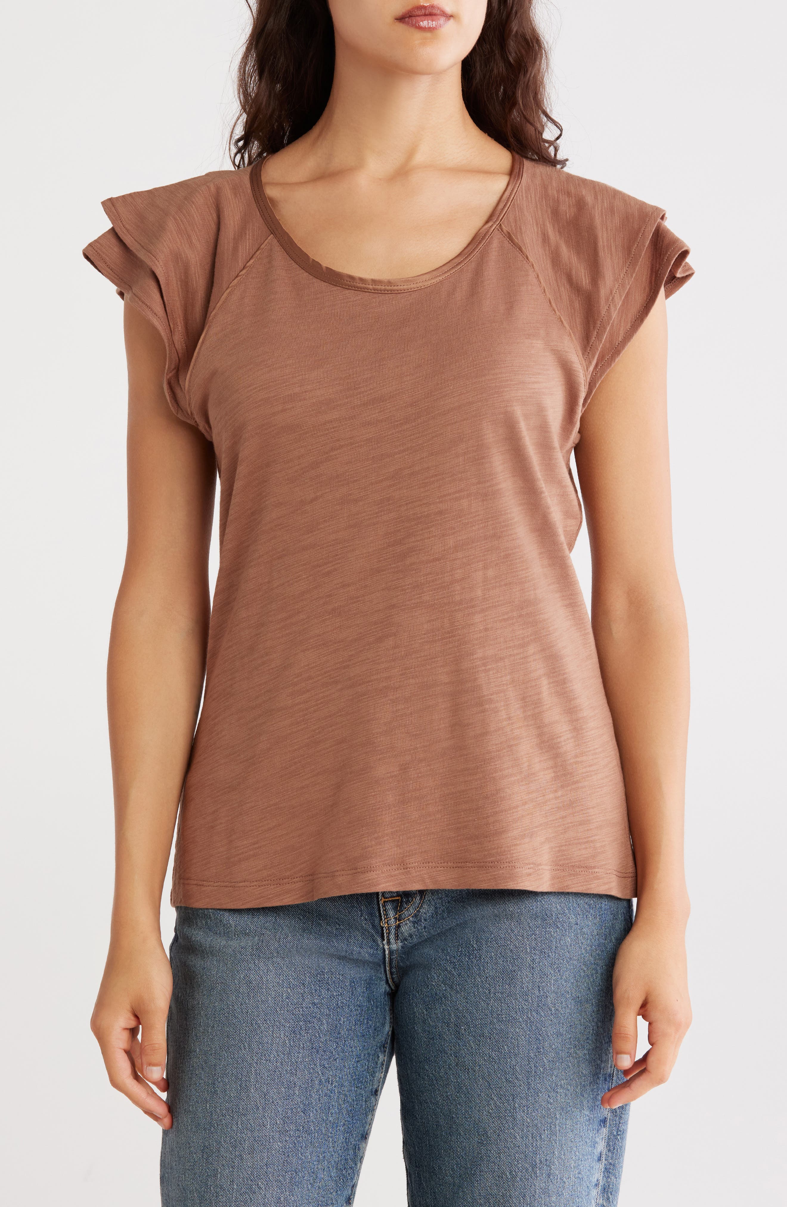 Catherine Malandrino Tiered Ruffle Scoop Neck Top