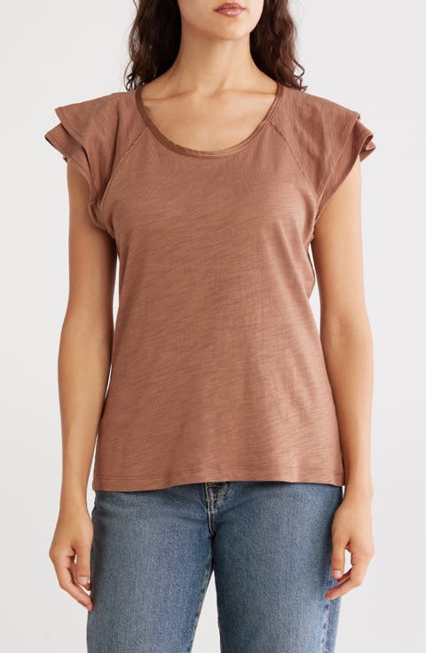 Tiered Ruffle Scoop Neck Top