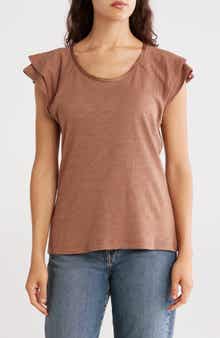 Catherine Malandrino Tiered Ruffle Scoop Neck Top