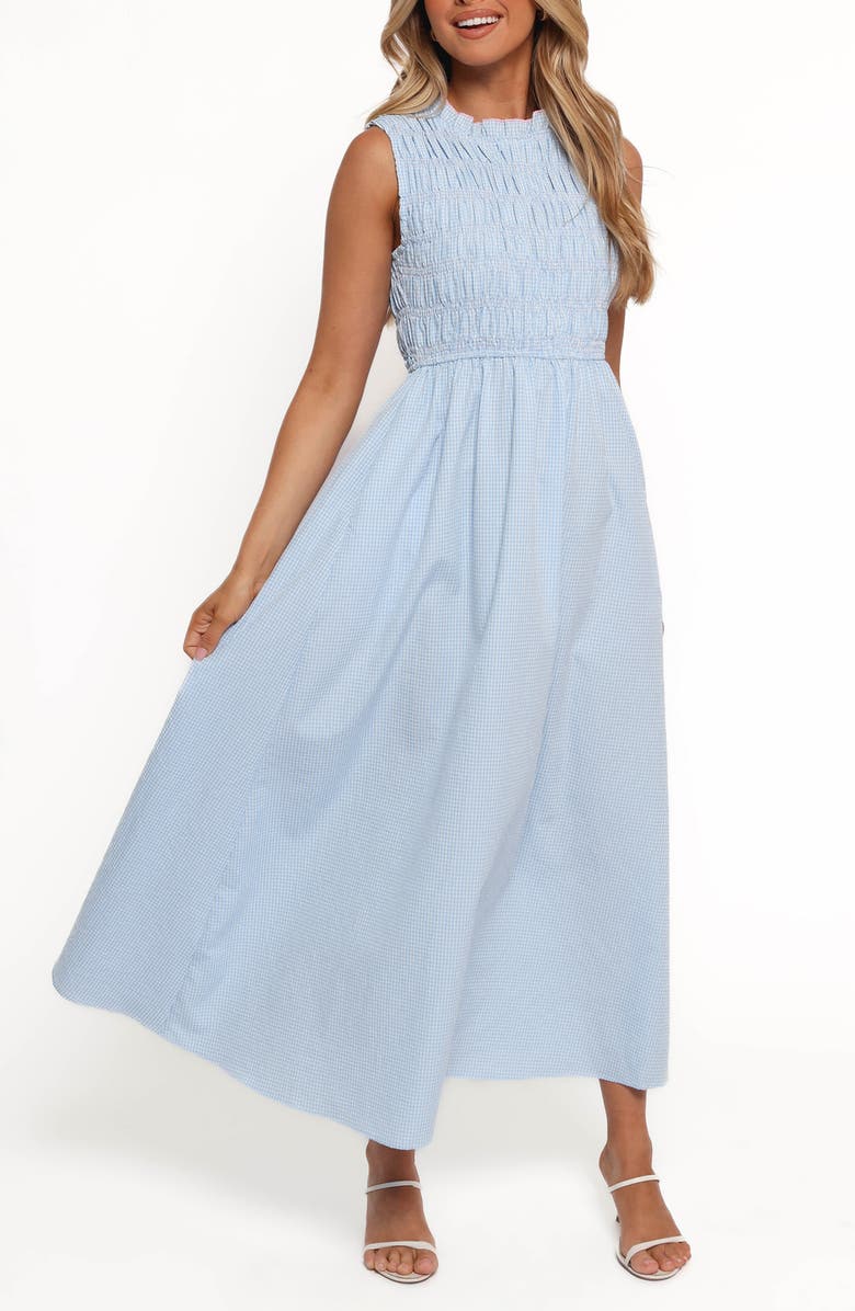 Petal & Pup Lanna Smocked Sundress, Main, color, Blue Gingham