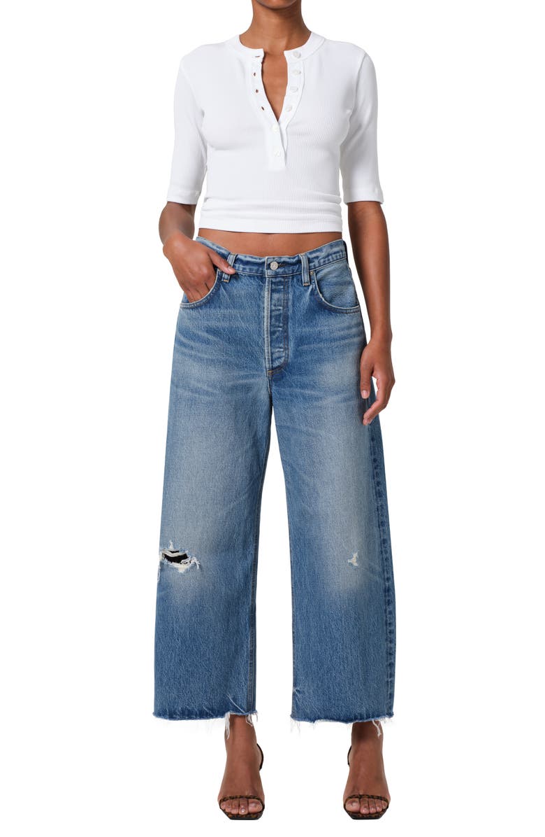 Citizens of Humanity Ayla Raw Hem Crop Wide Leg Jeans, Alternate, color,