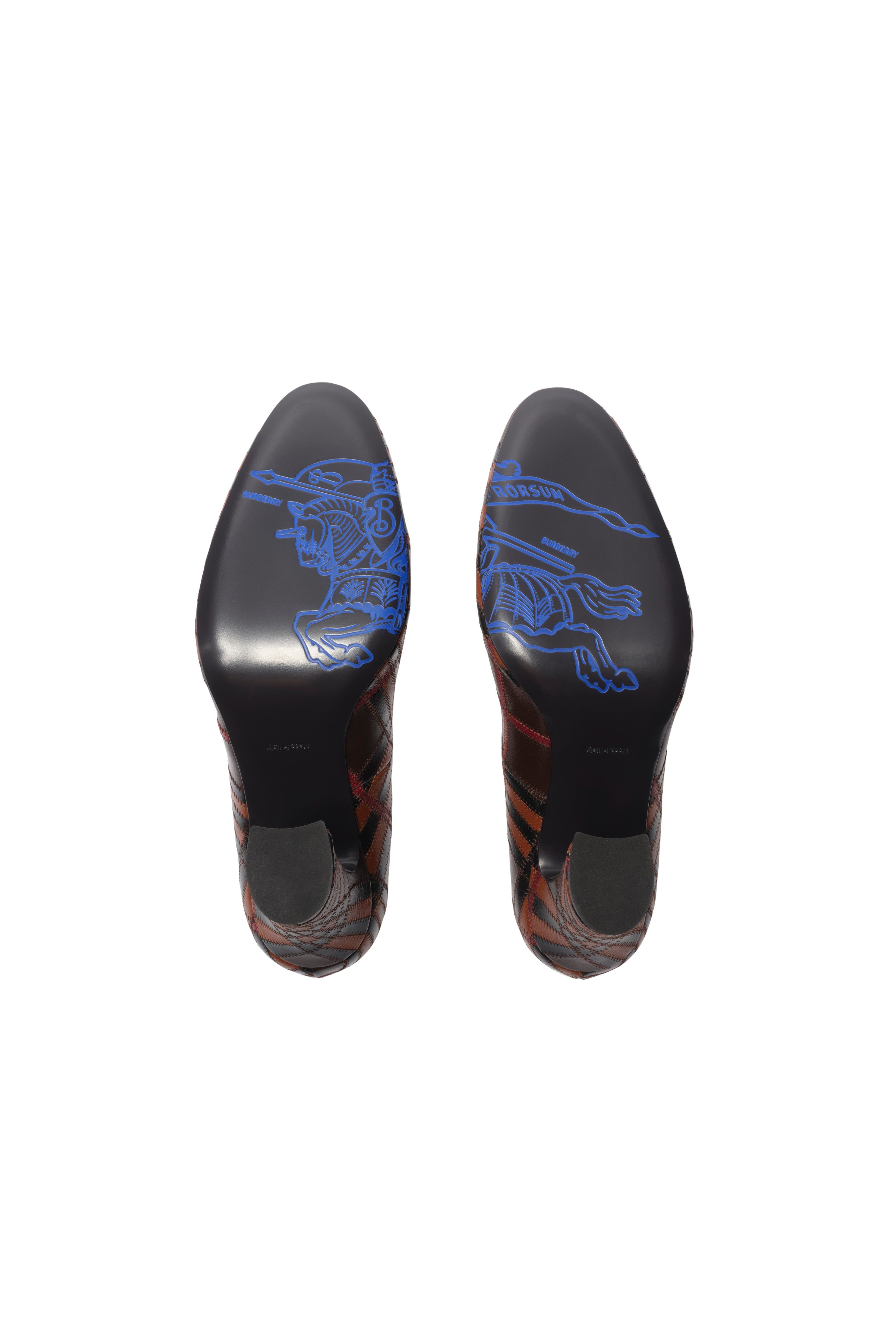 Burberry Check Leather Trinket Pumps, Alternate, color, Mahogany Red