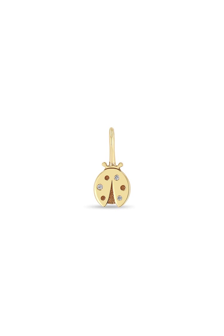 Midi Bitty Diamond Ladybug Charm, Main, color, YELLOW GOLD