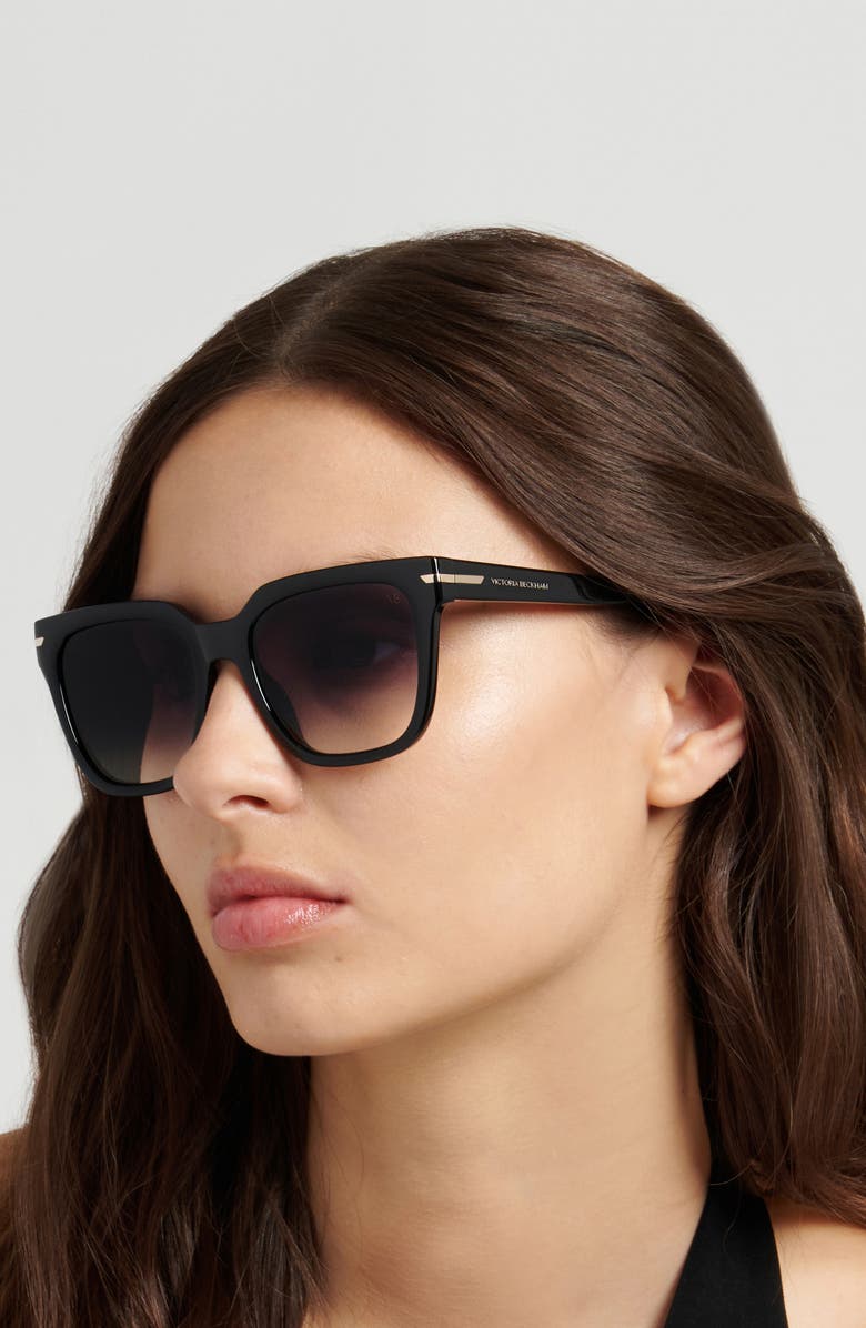 Victoria Beckham 53mm Square Sunglasses, Alternate, color, Black/ Dark Grey
