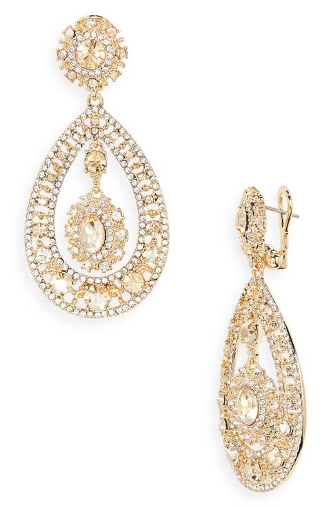Pavé Crystal Filigree Teardrop Earrings
