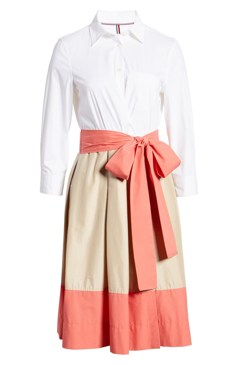 Tommy Hilfiger Colorblock Cotton Blend Shirtdress, Alternate, color, 