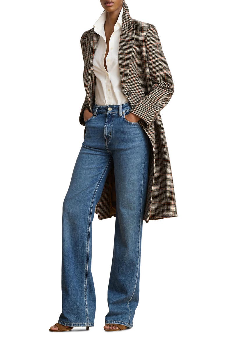 Wool Blend Tweed Coat, Main, color, BOX HOUNDSTOOTH
