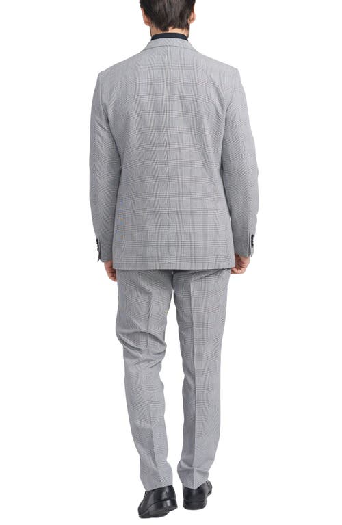 Savile Row Co Gray Glenplaid Print Trim-fit Suit In Black