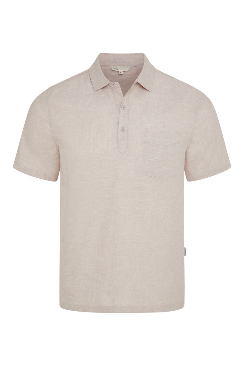 Josh Linen & Cotton Blend Popover Shirt, Alternate, color, TAN