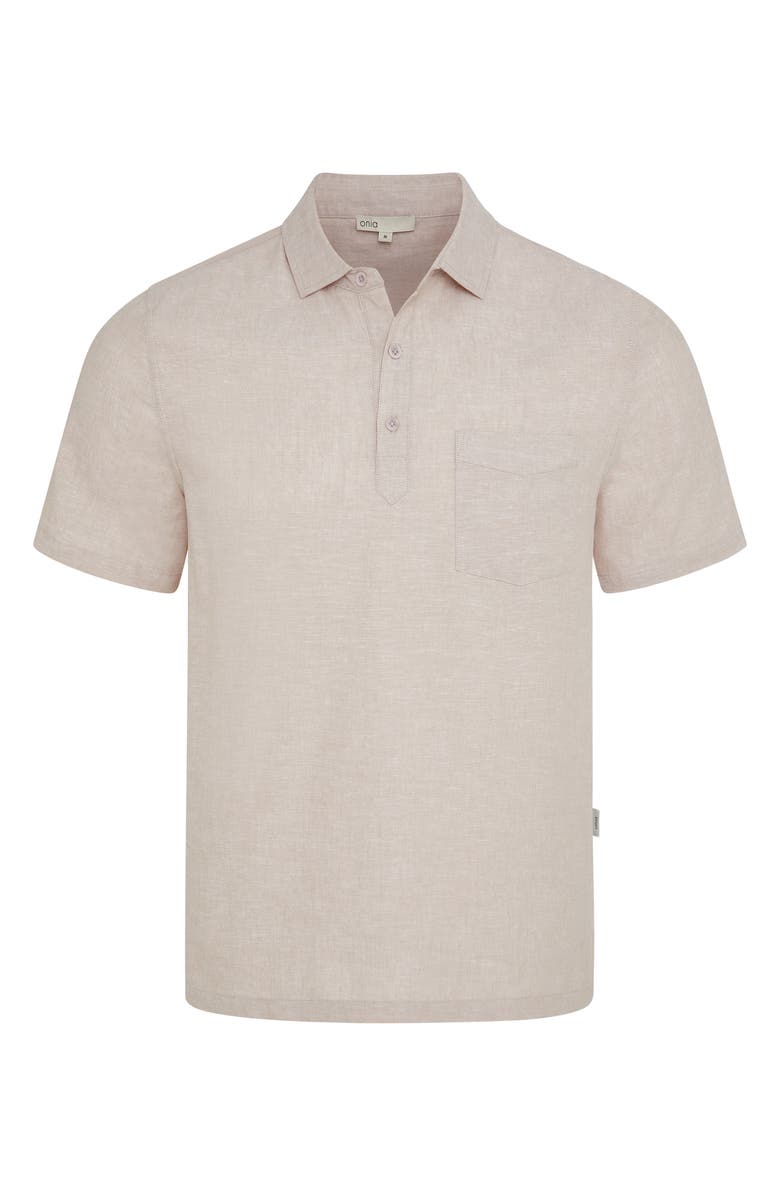 Onia Josh Linen & Cotton Blend Popover Shirt, Main, color, Tan