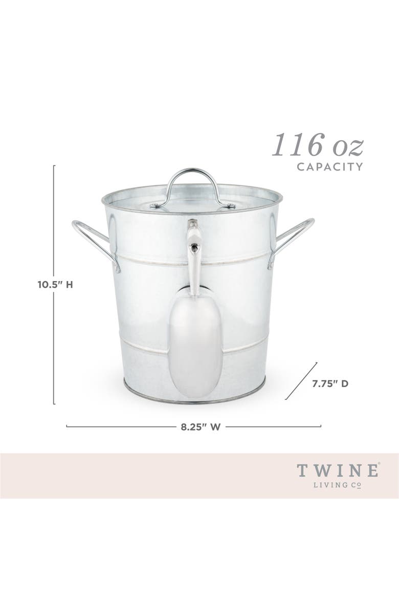 Galvanized Metal Ice Bucket with Scoop, Alternate, color, Silver