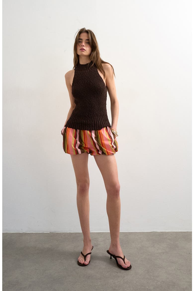 Stripe Bubble Hem Shorts, Alternate, color, PINK