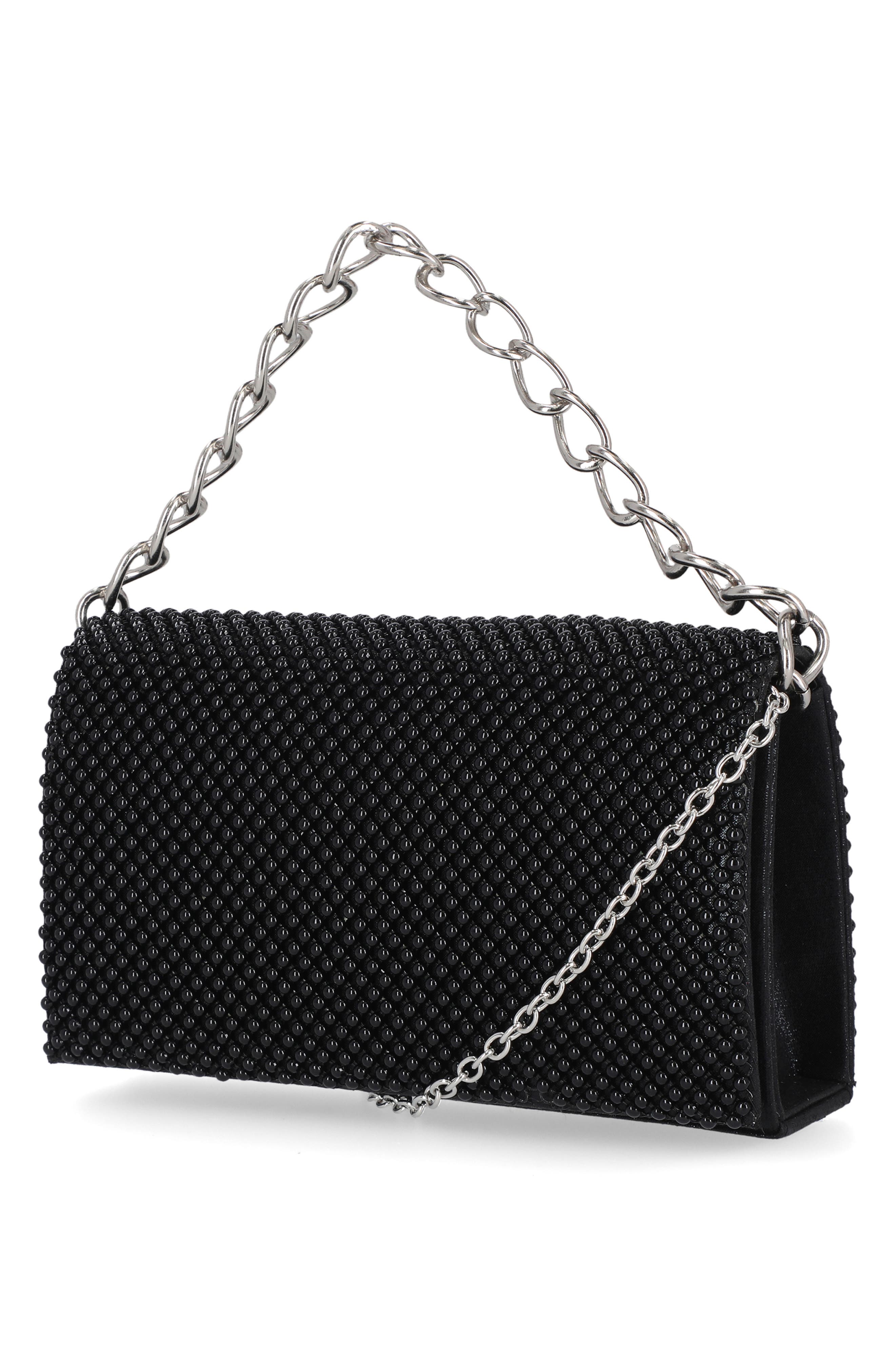 Jessica McClintock Damiana Beaded Metal Mesh Clutch, Alternate, color, 08N-Black