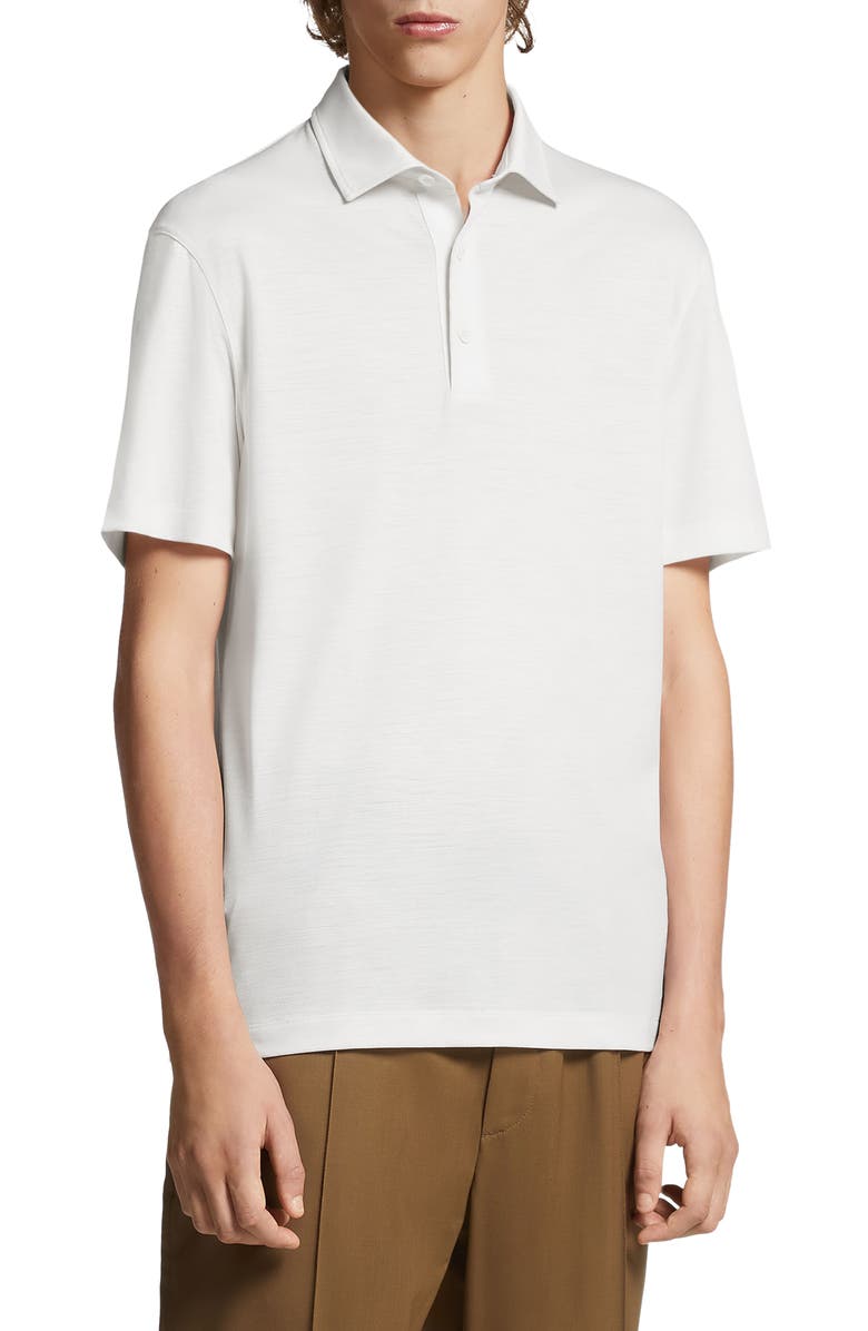 ZEGNA High Performance<sup>™</sup> Wool Polo, Main, color, White