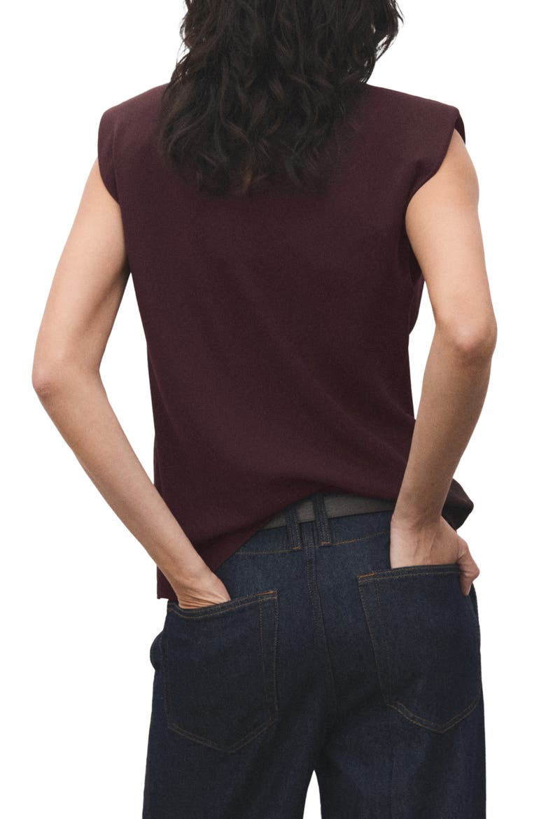 Ruched Strong Shoulder Top, Alternate, color, CHOCOLATE