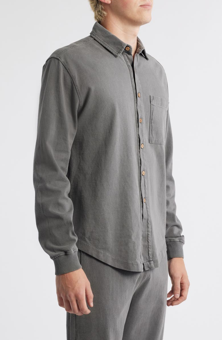 ALEX CRANE Caza Rib Organic Cotton Knit Button-Up Shirt, Alternate, color, Slate