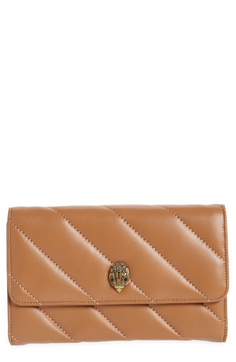 Kurt Geiger London Soho Drench Leather Wallet on a Chain, Main, color, Light/Pastel Brown