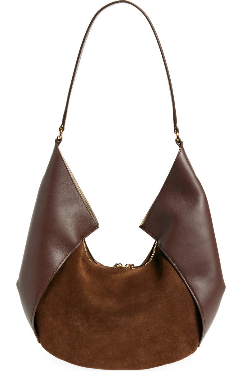 Ree Projects Large Riva Suede & Leather Hobo Bag, Alternate, color, Mocha