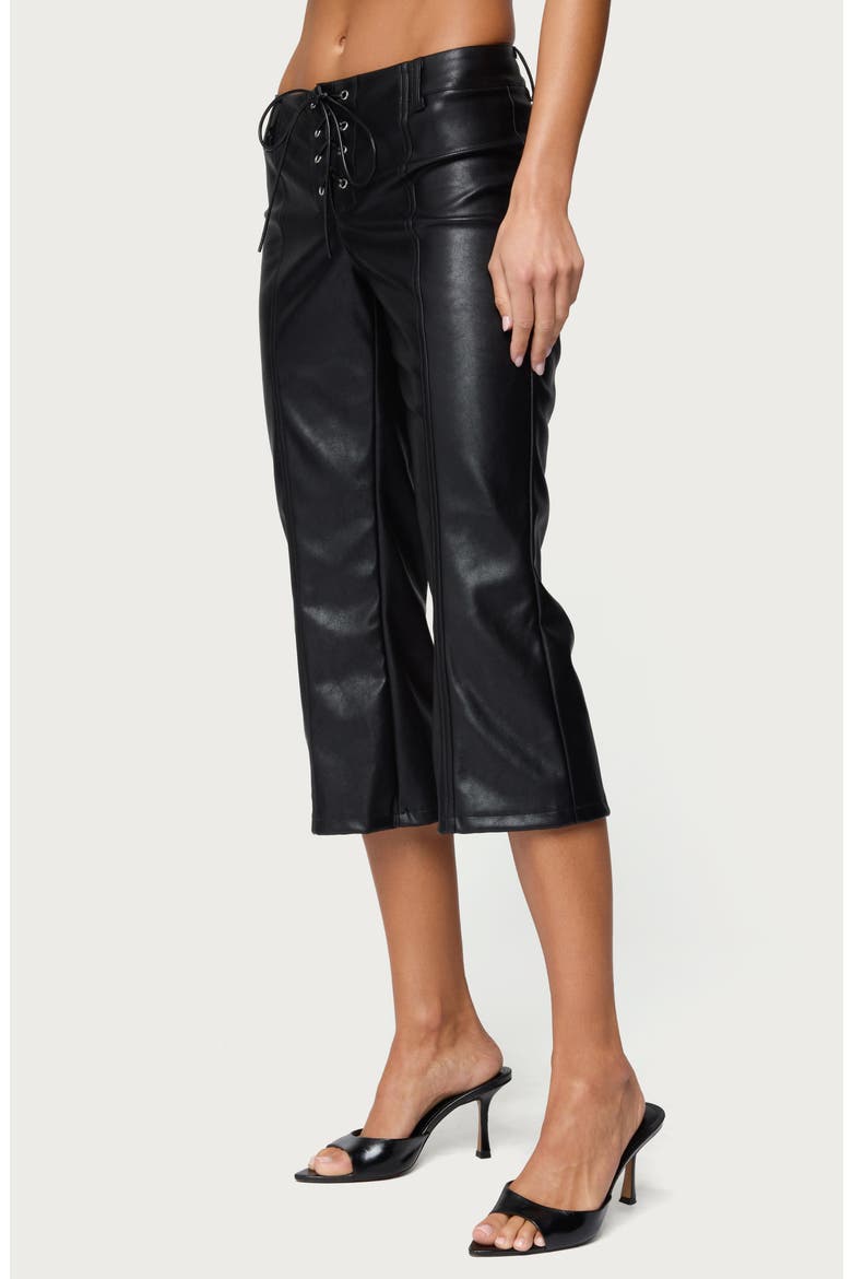 Lexy Faux Leather Capri Pants, Alternate, color, BLACK