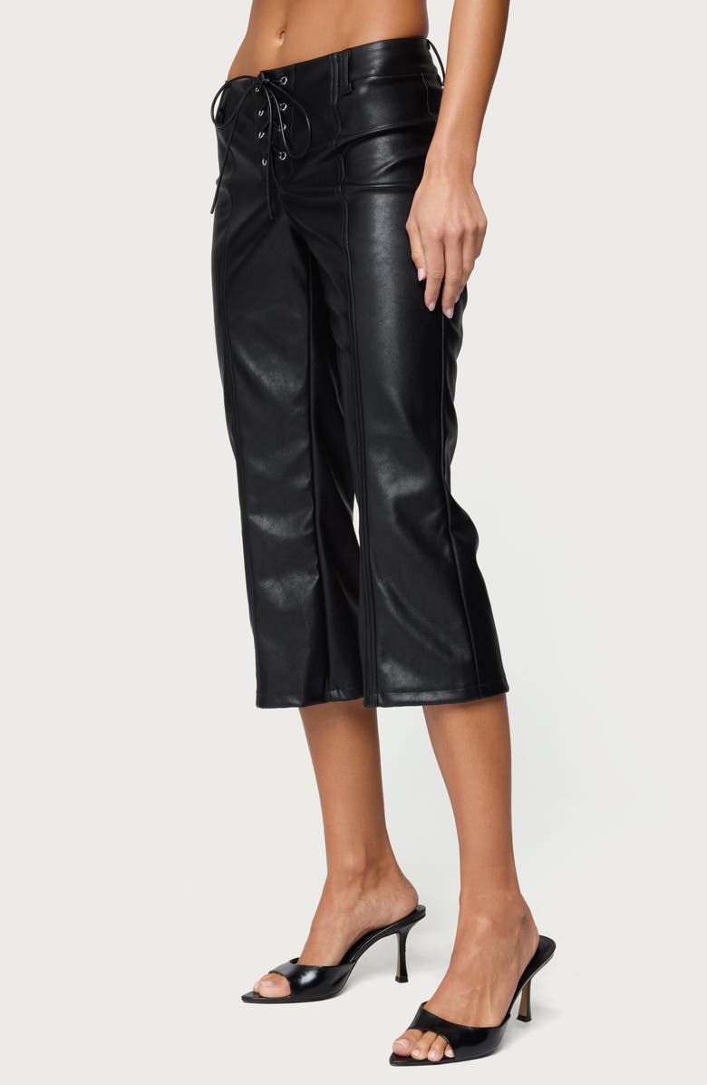 EDIKTED Lexy Faux Leather Capri Pants, Alternate, color, Black