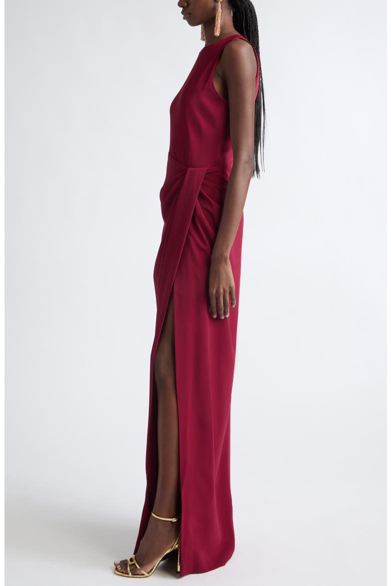 Drape Detail Cady Gown, Alternate, color, CLARET